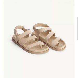 Zara Kids leather Sandals in Brown and Cream